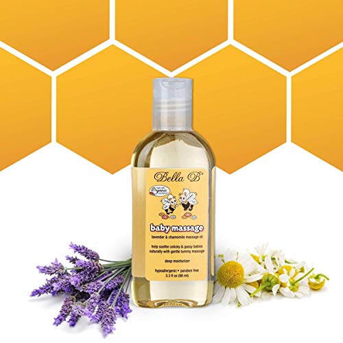 BELLA B Baby Massage Oil - Soothes Colicky Babies, Organic Lavender & Chamomile - 3.3 oz