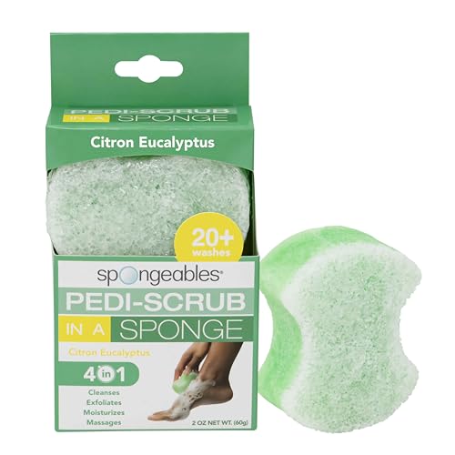 Spongeables Pedi Scrub Foot Care Set - Hydrating Olive Oil, Citron Eucalyptus Scent - 1 Count