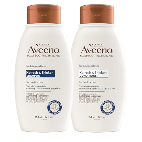 Aveeno Fresh Greens Shampoo - Nourishing Rosemary & Peppermint for Fine Hair, Paraben-Free - 12oz