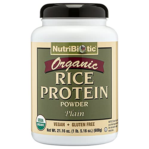 NutriBiotic Rice Protein Powder - 80% Protein, Easy to Digest, Organic & Kosher - 21oz