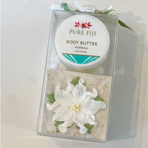 Pure Fiji Bath & Body Gift Set - Nourishing Oils & Exfoliating Scrub - Moringa, 4-Piece