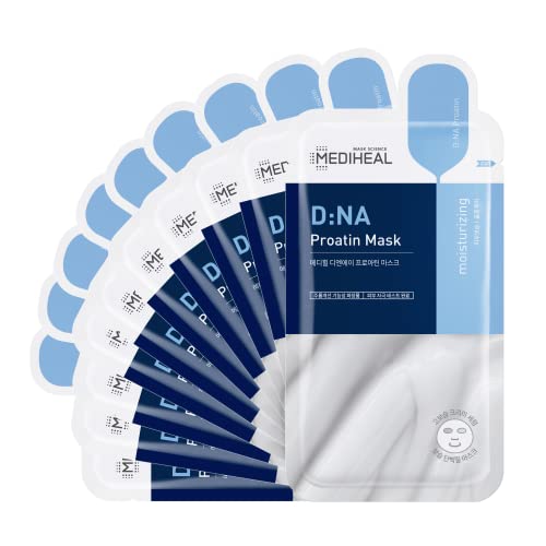 Mediheal D:NA Proatin Mask - Deeply Hydrating with 19 Amino Acids, 10 Pack for Dry Skin