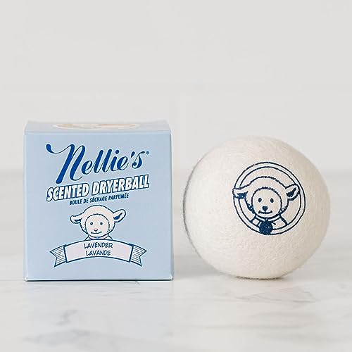 Nellie's Lavender Wool Dryer Ball - Reduces Static, Softens Fabrics - 100% Pure New Zealand Wool