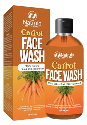 Natrulo Carrot Face Wash & Cleanser - Brightens Skin, Detoxifies Pores, Natural Ingredients - 8oz