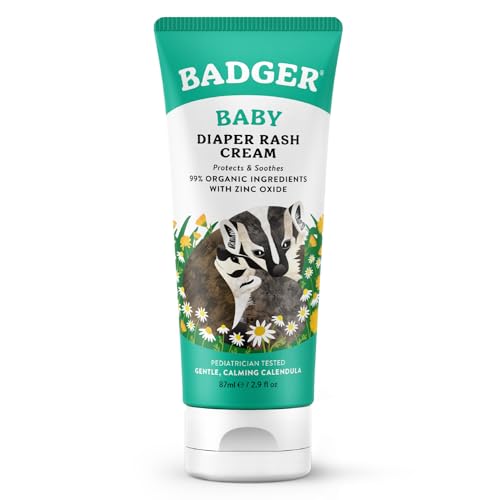 Badger Diaper Cream - Protects Skin, Zinc Oxide & Organic Calendula, 2.9 fl oz