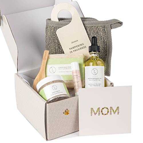 Lizush Bath & Body Gift Set - Natural Self-Care Kit, Aromatherapy, 6 Pieces - 5x5x3 Inches