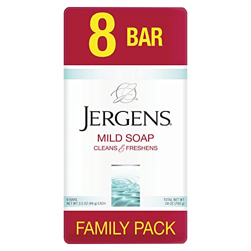 Jergens Mild Cleansing Soap - Gentle Nourishment, Soft Lather, Light Fragrance - 3.5oz (Pack of 8)