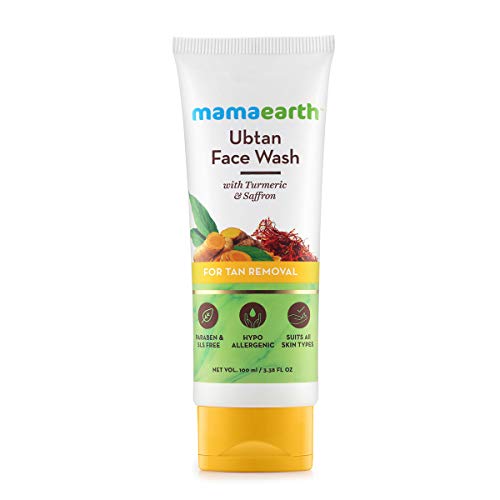 Mamaearth Face Wash - Reduces Tanning & Sun Damage, Natural Turmeric & Saffron - 3.38 Fl Oz