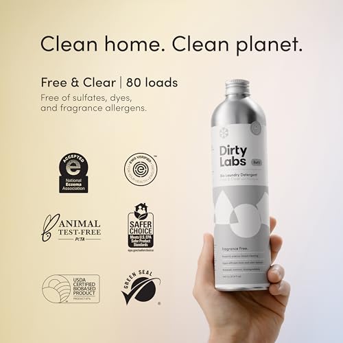 Dirty Labs Concentrated Laundry Detergent - Nontoxic, Biodegradable, 80 Loads, Free & Clear