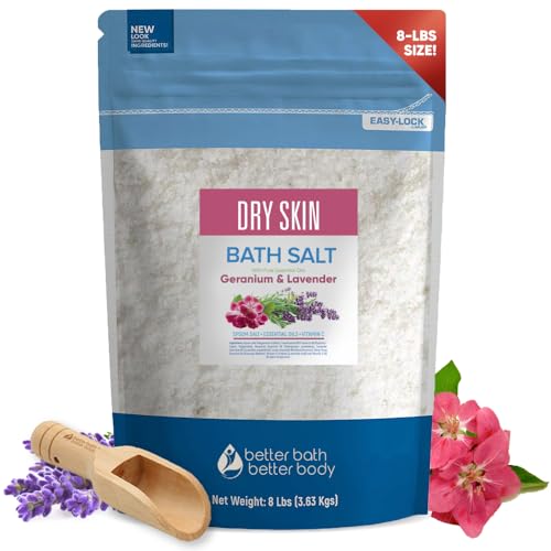 Relaxing Bath Salt with Essential Oils & Vitamin C - 128oz for Dry Skin Relief