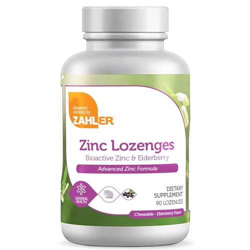 Zahler Elderberry Zinc Lozenges - Immune Support with 25mg Zinc, Kosher, Made in USA - 90 Count