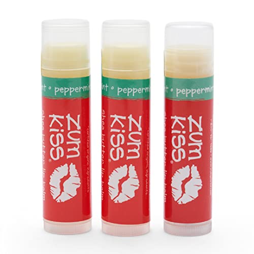 Zum Peppermint Kiss Lip Balm - Hydrating, Nourishing Ingredients, Pack of 3 - 0.15oz Each