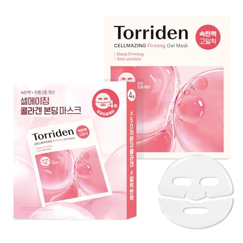 Torriden CELLMAZING Gel Facial Sheet Mask - Wrinkle Improvement & Hydration, Vegan - 4 Sheets