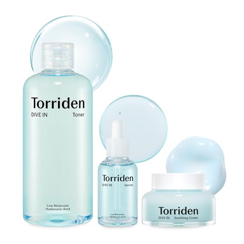 Torriden Skin Care Set - Hydrating Serum, Toner & Cream, Vegan & Cruelty-Free - 15.21 fl oz Total