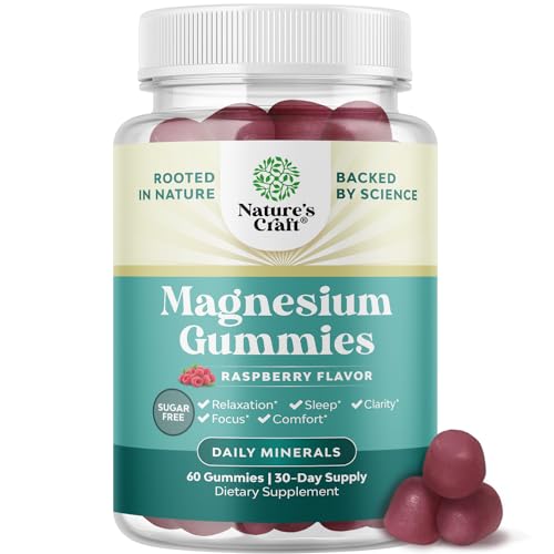 Nature's Craft Magnesium Gummies - Relaxation & Bone Support, Vegan, Gluten-Free - 180mg, Berry