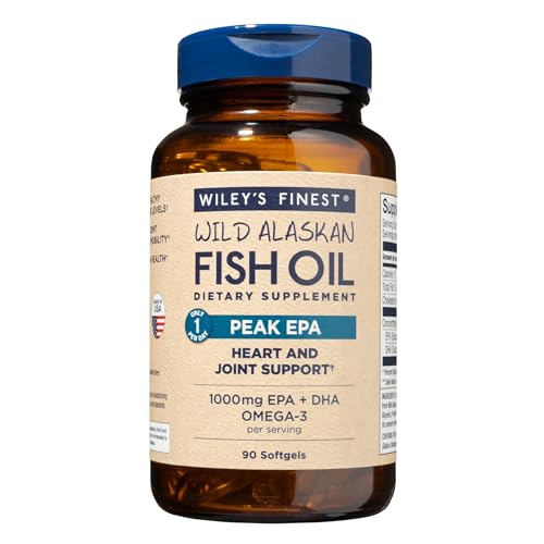 Wiley's Finest Omega-3 Fish Oil - 1000mg EPA & DHA for Joint & Heart Health - 90 Softgels