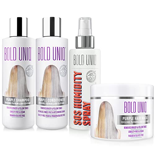 Bold Uniq Hair Care Bundle - Anti-Humidity & Brass Eliminator, Vegan, PETA Approved - 4 Items