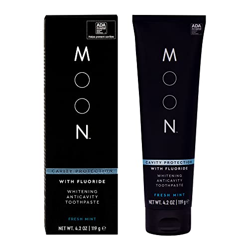 MOON Whitening Toothpaste - Cavity Protection with Antioxidant Elixir, Fresh Mint Flavor - 4.2oz