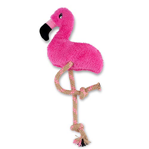 Beco Dog Toy - Cuddly Pink Flamingo with Squeaker, Made from Recycled Materials - Medium