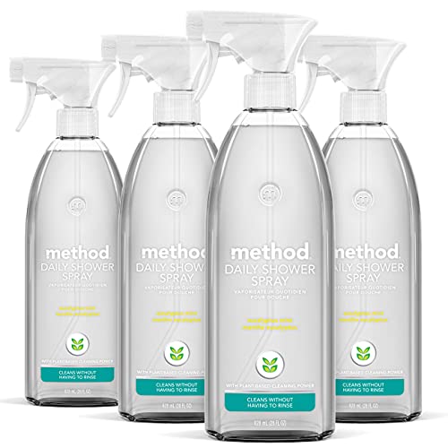 Method Bathroom Cleaner Spray - Plant-Based, Biodegradable, Eucalyptus Mint Scent - 28oz (Pack of 4)