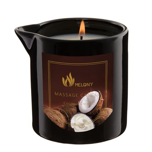 MELONY Massage Oil Candle - Soothing Relaxation with Natural Ingredients, Coconut Cream - 8.1oz