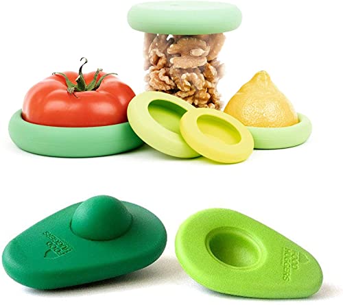 Food Huggers Food Storage Set - Airtight Silicone Savers, Keeps Food Fresh - 7 Pieces