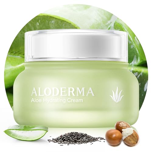 Aloderma Hydrating Face Cream - Intense Moisture with 70% Organic Aloe Vera, 1.7oz