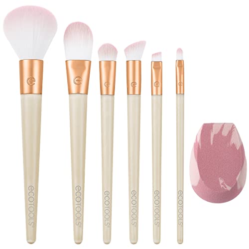 EcoTools Makeup Brush Set - Buildable Coverage, Plant-Based & Recycled Materials - 7 Pieces