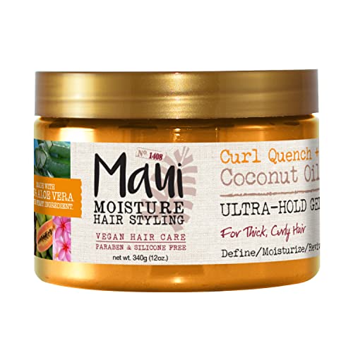 Maui Moisture Curl Quench Gel - Hydrating Hold, Vegan & Paraben Free - 12oz Coconut Oil