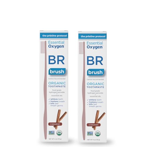 BR Organic Toothpaste - Low Abrasion, Whitening & Breath Freshening, Cinnamint - 2x4oz