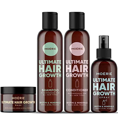 Moerie Hair Care Set - Boosts Growth Naturally, Vegan & Cruelty-Free - 4 Items