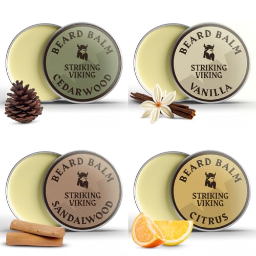 Striking Viking Beard Balm - Nourishing Leave-in Conditioner, Naturally Derived Oils - 4 Scents