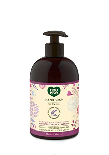 ecoLove Natural Liquid Hand Soap - Hydrating Blueberry, Grape & Lavender - Vegan, 17.6 oz