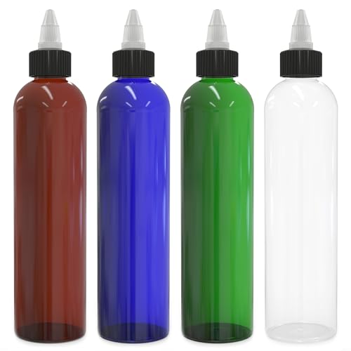 BRIGHTFROM 8oz Twist Top Applicator Bottles - Leak-Proof, Refillable, BPA-Free, 4 Pack