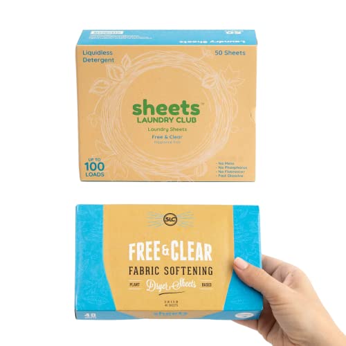 Sheets Laundry Club Detergent Sheets - Odor & Stain Removal, Safe for Sensitive Skin - 100 Loads