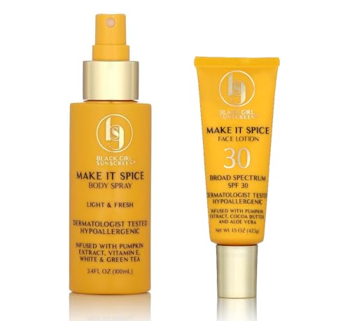 BLACK GIRL SUNSCREEN Pumpkin Spice Bundle - SPF 30 Face & Body, Nourishing Oils - Limited Edition