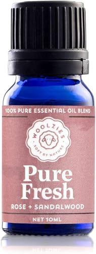 Woolzies Pure Fresh Essential Oil Blend - Therapeutic Rose & Sandalwood Scent for Laundry - 10ml