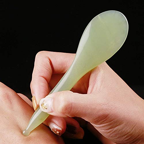 LEOSENSE Jade Gua Sha Tool - Deep Tissue Massage, Natural Jade, Ergonomic Design - 12.3cm