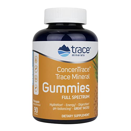 ConcenTrace Trace Mineral Gummies - Energy & Mood Support, Vegan, Pineapple Flavor - 90 ct