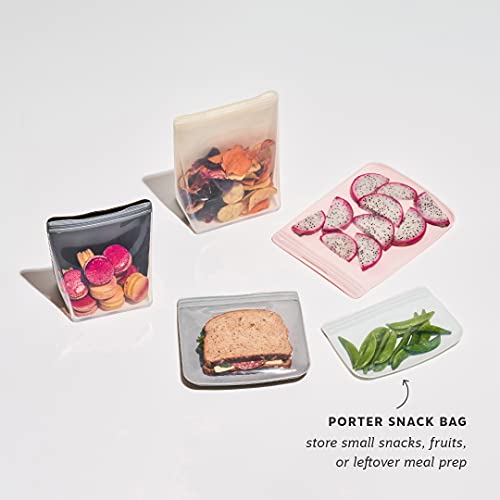 W&P Porter Silicone Reusable Storage Bag - 100% Food-Grade, Microwave Safe, 10oz Flat, Slate