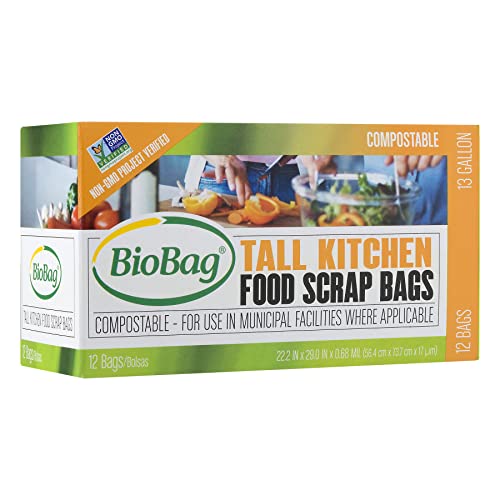 BioBag Compostable 13 Gallon Food Waste Bags - BPI Certified, Plant-Based - 48 Count