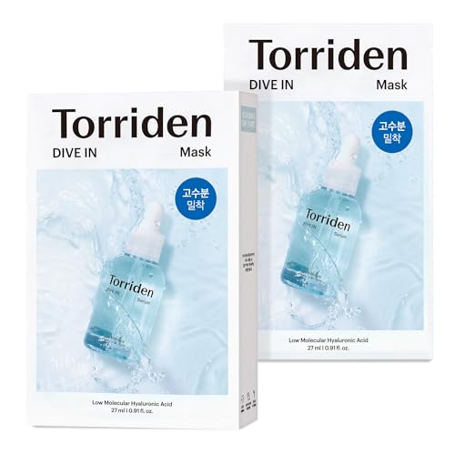 Torriden DIVE-IN Hyaluronic Acid Facial Sheet Masks - Deep Hydration for Sensitive Skin, 10 Count