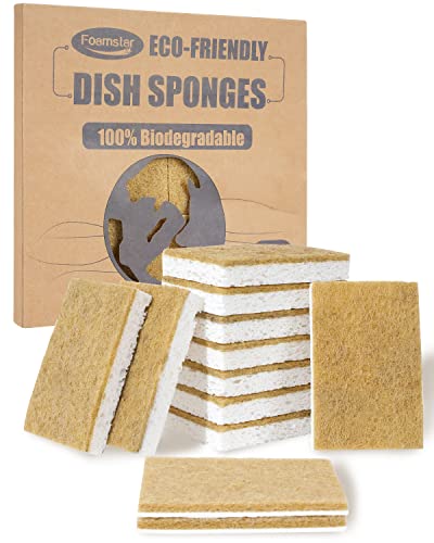 Natural Kitchen Sponge Set - Biodegradable, No Scratch Cleaning Power, 12 Pack