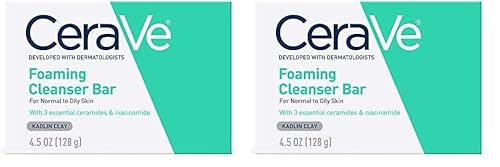 CeraVe Foaming Cleanser Bar - Cleanses & Refreshes Oily Skin, Fragrance-Free - 4.5oz (Pack of 2)