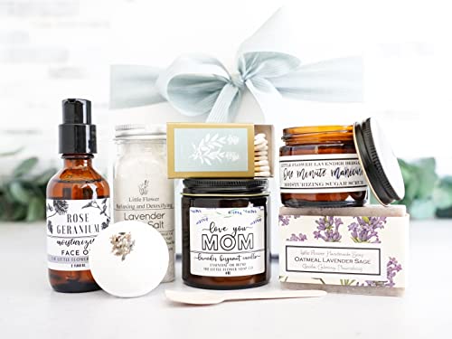 Little Flower Soap Co Bath & Body Gift Set - All Natural Lavender Care, Handmade - 6 Items