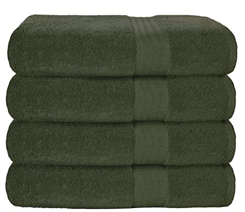 GLAMBURG Premium Cotton Bath Towel Set - Ultra Soft, Highly Absorbent, 4 Towels 27x54, Olive Green