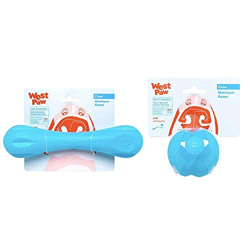 West Paw Dog Chew Toy Set - Durable, Floatable, Non-Toxic for Aggressive Chewers - 3.25" & Large