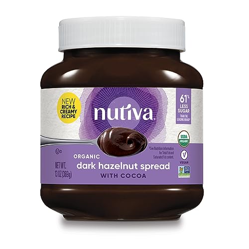 Nutiva Organic Vegan Hazelnut Spread - Less Sugar, Nutrient-Dense, Non-GMO - 13oz