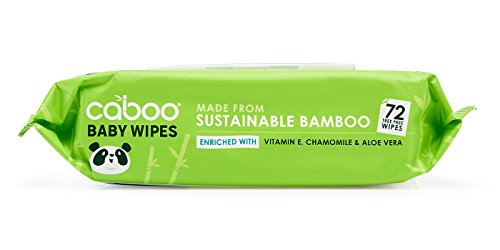 Caboo Bamboo Baby Wipes - Naturally Derived, Safe for Sensitive Skin - 72 Count Travel Pack