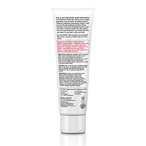 Jason Coconut Whitening Toothpaste - Fluoride-Free, Natural Ingredients, 4.2 oz